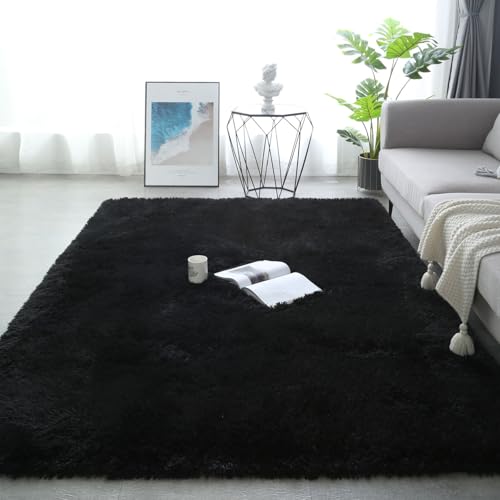 Tapis de salon lavable et antidérapant noir pour un entretien sans effort - 2