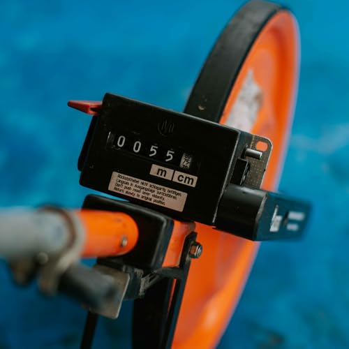 Foto von G.NESTLE Messrad Standardmodell Vollrad | Toleranz <0,05% | Qualitätszählwerk Made in Germany | 9999,99 m Messbereich | Ø 318,5 mm Vollrad, klappbare Führungsstange, Bremse & Abstellbügel