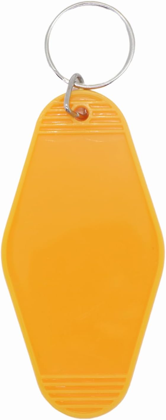 10pcs Blank Hotel Keychains Bulk Vintage Motel Keychain Vinyl HTV printing Keychains DIY Keychain tags (Yellow) - Image 3