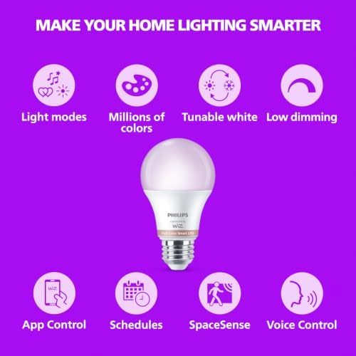 PHILIPS Smart Lighting Connected Light Bulbs, 4-Pack, Color A19 60W 800LM E26 Indoor LED Lights, Smart Bulbs with Motion Detection, Control with Voice or App - photo 4