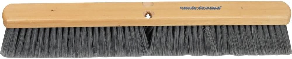 PRO-SOURCE Push Broom 24" Wide, Polypropylene Bristle - 3" Bristle Length, Wood Block, Threaded Handle Connection Part #GP24S