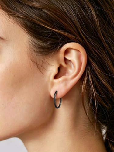 Image of Silvora 14K Gold Plated Huggie Hoop Earrings for Women, Small Sterling Silver Hoops, Hypoallergenic Cartilage Earrings for Sensitive Ears 8 /10 /12 /14 /16 /18 /20MM