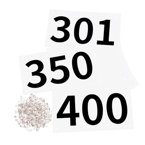 Azarxis, pettorine da gara per corridori con numeri da 301 a 400, spille di sicurezza, Tyvek antistrappo per sport all'aperto, maratona, trail, corsa, eventi (numeri 10 x 17 cm)