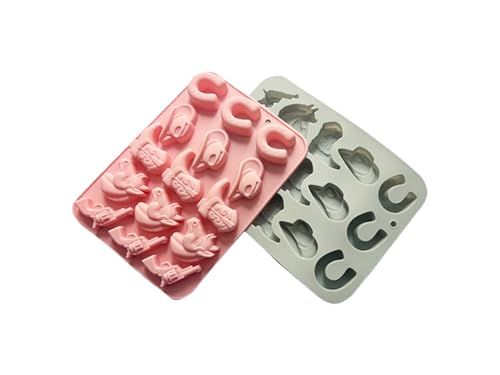 2 Pieces Of Western Cowboy Chocolate Molds For Cake Decoration, Chocolate Candy, Jelly Candy, Party Decoration Molds