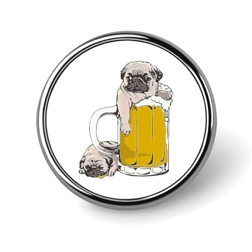バッジ 円形 徽章 面白い ビールジョッキ パグ 犬柄 缶バッジ 胸章 ピンバッチ ボタンブローチ 25mm おしゃれ ネクタイピン コレクション バッグ飾 帽子 胸飾り かばん掛け 工芸品 取付簡単 男女兼用 プレゼント
