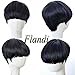 Flandi Short Human Hair Wigs Pixie Cut Wigs Straight Hair Wigs with Neat Bangs (Longer Sides and Back) Human Hair Wigs for Women (Pixie Neat Bangs)