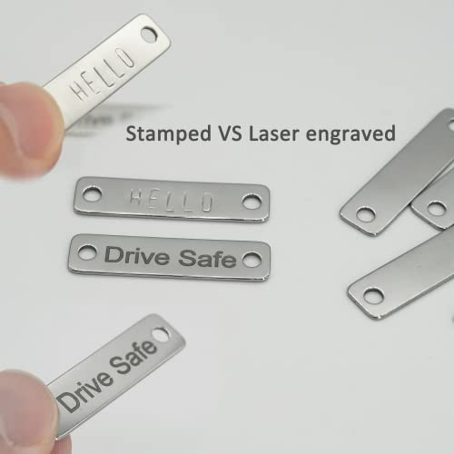 StayMax Metall-Gravurrohlinge, Stempelrohlinge, 304 Edelstahl, rechteckige Blanko-Tags mit 2 Löchern, 25 Stück, 4 cm x 1 cm