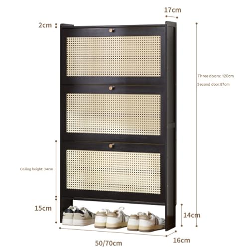 Generico Mobiletto Porta Scarpe, armadietto per corridoio, scarpiera, Copri Scarpe, cassetto, Panca Pieghevole per Ingresso, scarpiera in bambù a 2/3 Ante, scarpiera autoportante nizer Slim da 17 cm