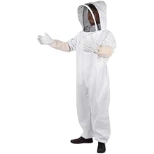 Yinhing Professional Beekeeping Suit with Gloves Cotton Protective Beekeeper Jumpsuit for Adults Breathable with Compact Hat Design Beekeeper Equipment for Men Women Includes Pockets XL