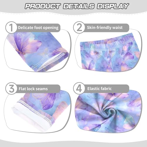 Girls' Athletic Leggings Ankle Length Yoga Dance Pants Kids Teen 4T Butterfly Fantasy Background3