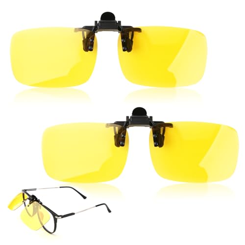 Image of Clip on Polarized Night Vision Driving Glasses Flip up Sunglasses UV-400 to Wear Over Glasses for Night Driving