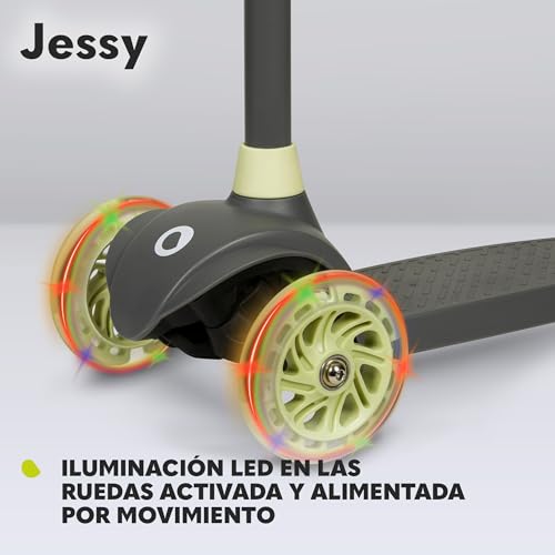 LIONELO Jessy Scooter de Equilibrio para niños de 3 años hasta 50 kg, Scooter de 3 Ruedas Ligero con Ajuste de Altura, Ruedas LED, Plataforma Antideslizante (Green) - imagen 7
