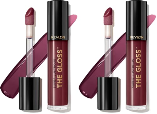 Image of Revlon Super Lustrous Lip Gloss, Non-Sticky, Hydrating, High Shine Finish, 265 Black Cherry, 0.13 oz (Pack of 2)