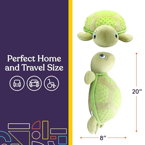 Special Supplies Vibrating Pillow Sensory Pressure Activated Calm for Kids and Adults, Plush Minky Soft Cover-Textured Therapy Stimulation Bumps 3 Vibration Modes, Music & Voice Recording (Turtle)