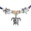Bracelet de cheville pour femme - Tortue de mer - Bracelet de cheville bohème - Perles - Étoile de mer - Perles - Tortue - Bracelet de cheville - Crâne - Argenté - Taille unique, Autre, No Gemstone #2