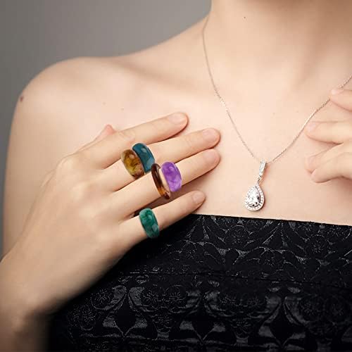 24Pcs Retro Resin Rings Chunky Acrylic Rings Set Colorful Finger Ring Set Transparent Plastic Rings Jewelry for Women and Girls
