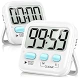 Antonki 2 Stück Timer, Digitaler Küchentimer zum Kochen, Eieruhr, Magnetisch Stoppuhr Timer für Kinder, Lehrer, Klassenzimmer, Übung, Badezimmer, Backofen, Backen-Inklusive Batterie