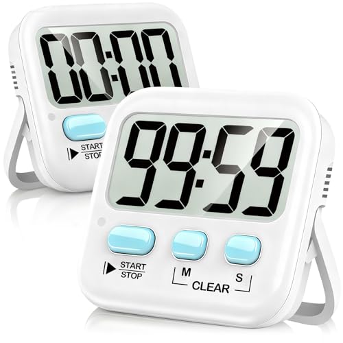 Antonki 2 Stück Timer, Digitaler Küchentimer zum Kochen, Eieruhr, Magnetisch Stoppuhr Timer für Kinder, Lehrer, Klassenzimmer, Übung, Badezimmer, Backofen, Backen-Inklusive Batterie