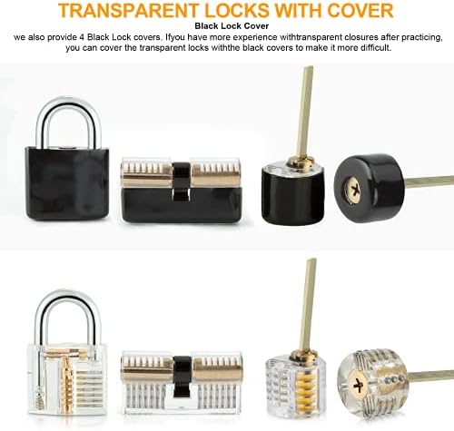 Eventronic Lock Picking Set, 38-Piece Lock Pick Set with 4 Transparent Training Locks and Manual and Zip Case for Lockpicking, Extractor Tool for Beginner and Locksmith Training(Orange)