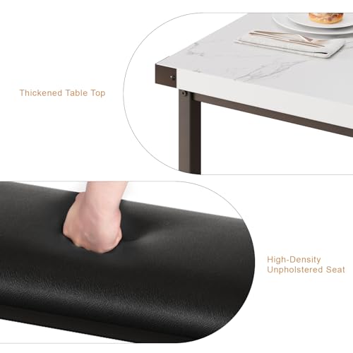 Mesa de comedor industrial de 3 piezas con 2 bancos modernos para cocina pequeña 8