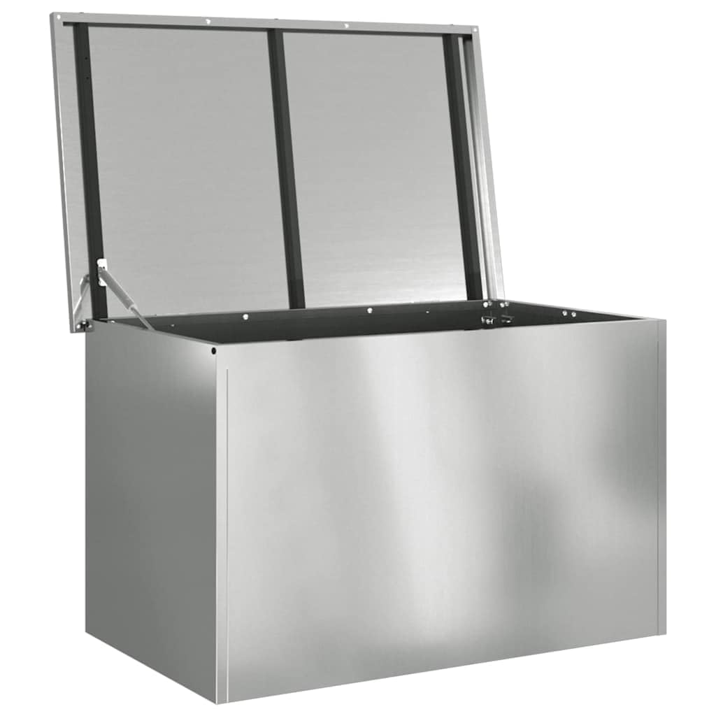 Contenitore esterno argento 80 x 50,5 x 50 cm, in acciaio zincato, resistente alle intemperie, per giardino, terrazza, organizzazione all'aperto, 14,1 kg