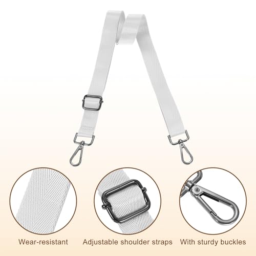 Image of uxcell Wide Shoulder Strap, 2.5cm Adjustable Purse Strap Replacement Crossbody Strap for Shoulder Bag Handbag, Silver, Black Pull Core Buckle