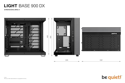 be quiet! Light Base 900 DX Black PC Case, Stunning Panoramic View, Show Case, Dual Chamber Design, Solid ARGB LED Strip, Inverted and Horizontal Usable, E-ATX Motherboard Compatible - Image 8