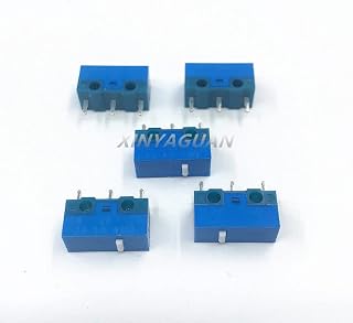 TNGNMGVSJ Interruptor 5 uds. Microinterruptor de ratón, Carcasa Azul, Punto, 20 Millones de Veces, ratón de Ordenador, Interruptor de botón de 3 Pines