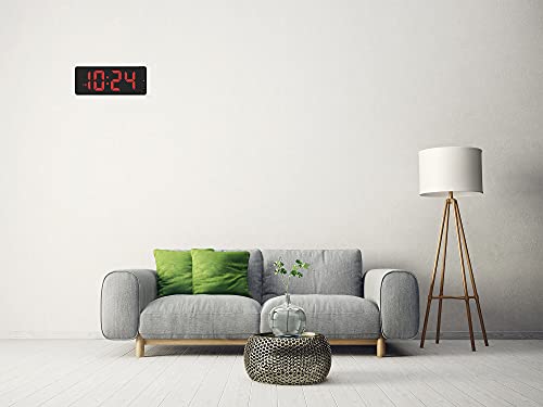 Led Digital Wall Clock With Large Display, Big Digits, Auto-Dimming, 12/24Hr Format, Battery Backup, Silent Wall Clock For Farmhouse, Kitchen, Living Room, Bedroom, Classroom, Office – Red #TOP5