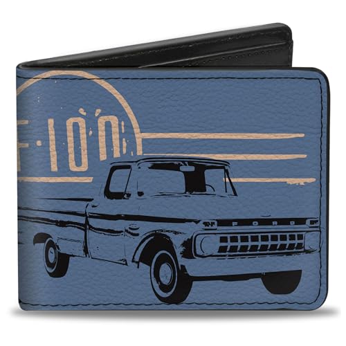 Ford Wallet, Bifold, Ford F100 Truck Built to Last Blues White, Vegan Leather