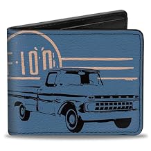 Ford Wallet, Bifold, Ford F100 Truck Built to Last Blues White, Vegan Leather