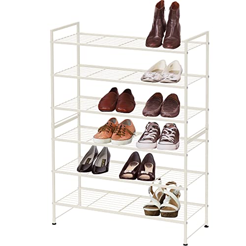 Image of Simple Houseware 3-Tier Stackable Shoes Rack Storage Shelf, White