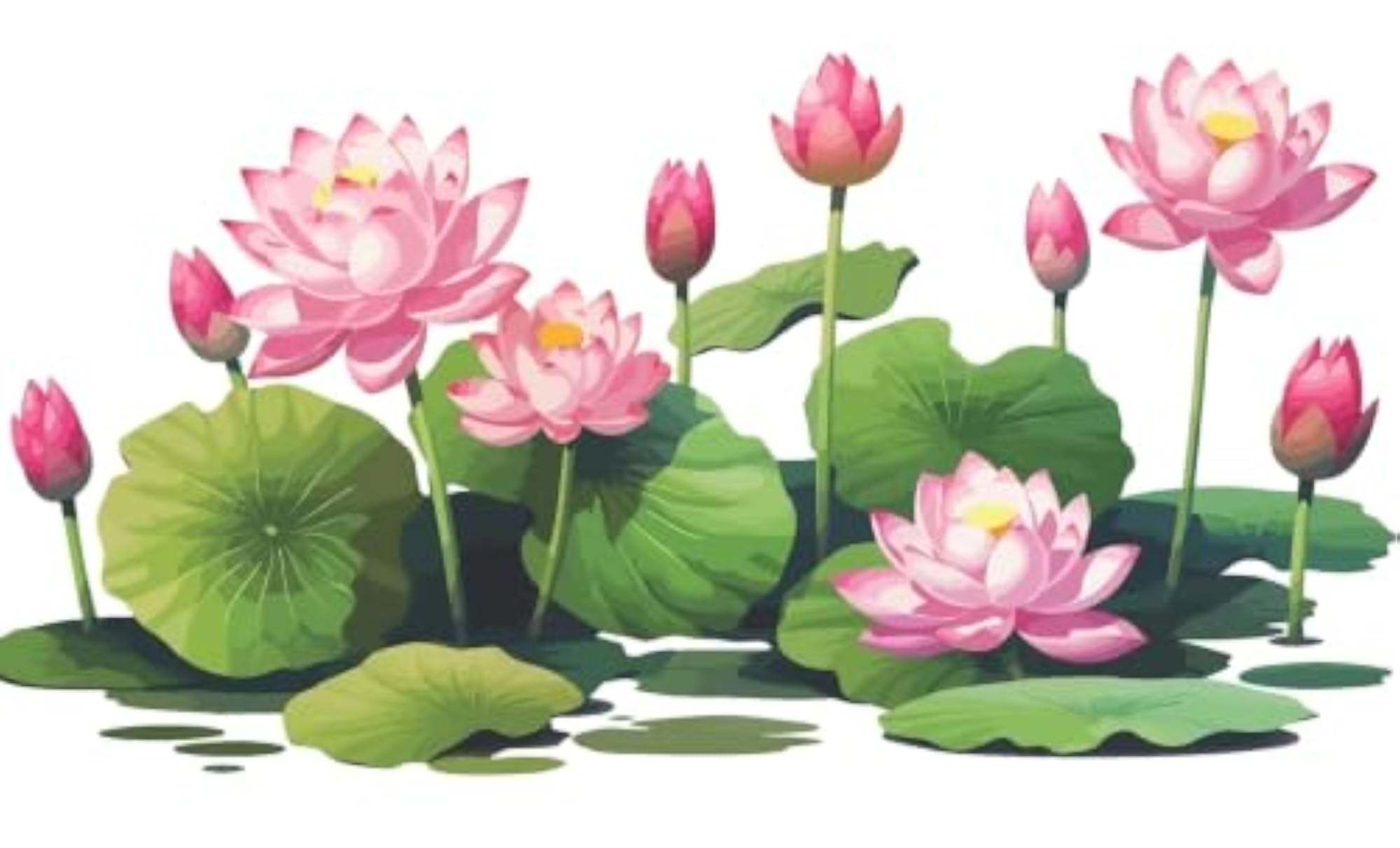 Pink Lotus Flower Wall Decal Sticker with Lily Pad Design