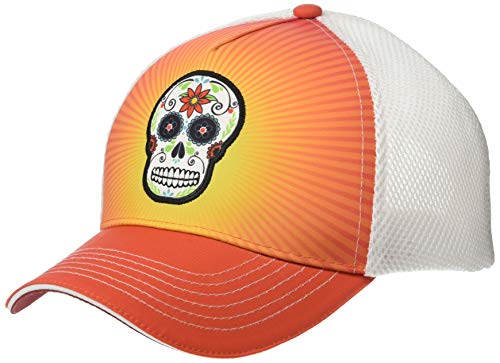 Headsweats 7755-401SPOSS Soft Tech Trucker 5-Panel Sweat Band, Orange Skulls, One Size
