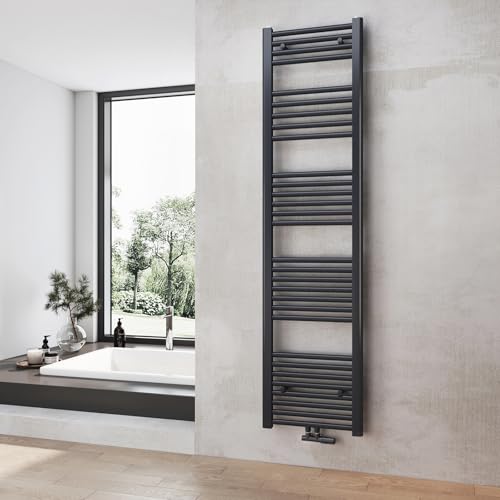 Heilmetz Badheizkörper Anthrazit Handtuchtrockner Heizung 1600 x 400 mm Bad Heizkörper Handtuchheizkörper Mittelanschluss Handtuchwärmer