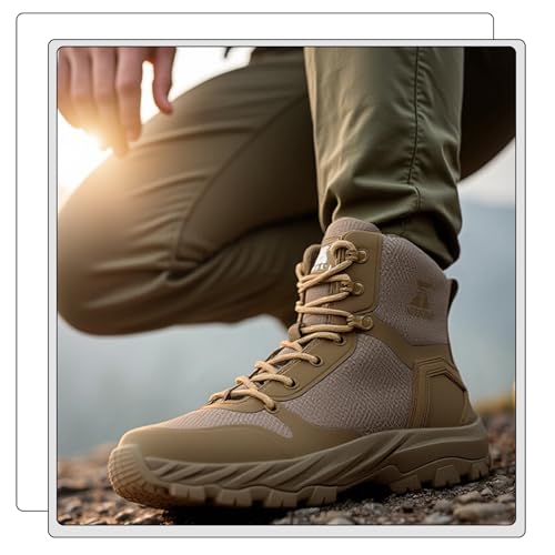Image of Lightweight Tactical Military Boots for Men Comfortable Breathable Durable YKK Side Zipper Anti-Slip Police Combat Duty Boots