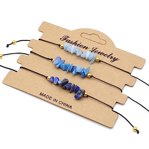 LE SKY 15 Pcs Natural Stone Bracelets Irregular Crystal Agate Chip Stone Elastic Cord for Jewelry Gift4