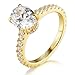 Bo.Dream Yellow Gold Plated Silver 2ct Oval Cubic Zirconia Engagement Rings for Women Size 5