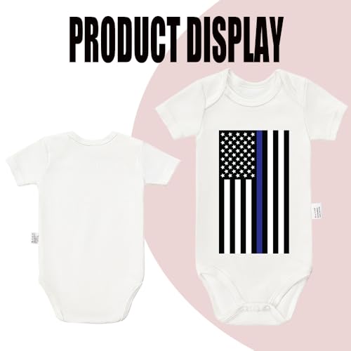 Thin Blue Line Bodysuit, Police American Flag Infant Newborn Cotton Romper Short Sleeve Jumpsuit Outfits 0-24 Months2