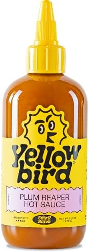 Yellowbird® Small Batch Plum Reaper Hot Sauce 9.8 oz. Pantry Size (Medium Hot | 1 Bottle | Made in Texas)