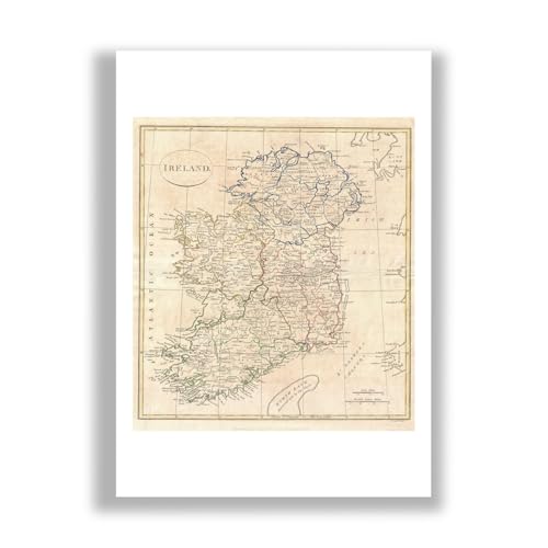 Carte de l'Irlande 1799 Clement Cruttwell anti-reflet pour remplacer les posters ternes