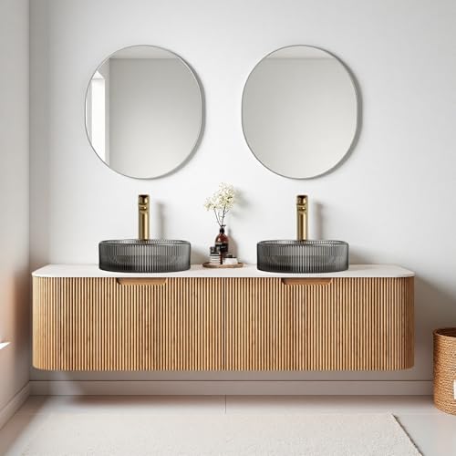 AmbroVania 60" Bathroom Vanity with Double Sink, Floating Bathroom Vanities