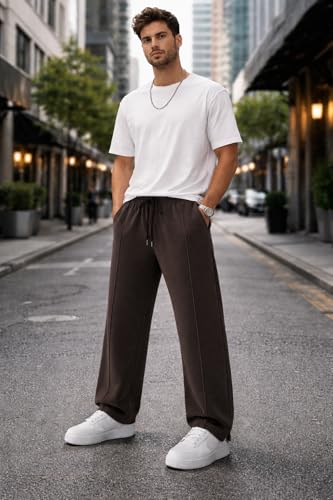 Image of ENDEAVOUR WEAR Men's Baggy Oversized Track Pants | Premium Cotton Rich Fabric | Straight Loose Fit Non-Cuffed | Gym, Streetwear & Casual Comfort Track Pants Lounge Pants