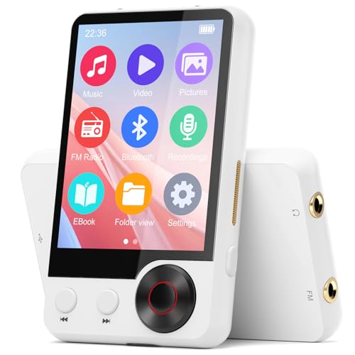 Reproductor MP3 de 128 GB con Bluetooth 5.3, Reproductor de Audio Digital HiFi con Pantalla Táctil de 2,4 Pulgadas, con dos Puertos Para Auriculares, Altavoz HD Incorporado, Grabadora de voz, Radio FM