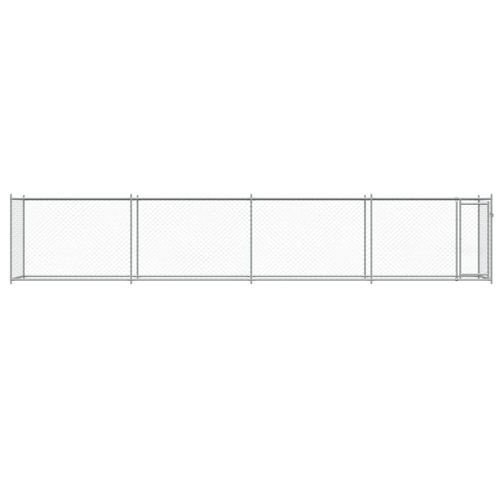 Perrera para perros de acero galvanizado con puerta, 8 x 2 x 1,5 m, para exteriores con rejilla, cercado para cachorros y perros, protección y seguridad en el jardín, patio o terraza
