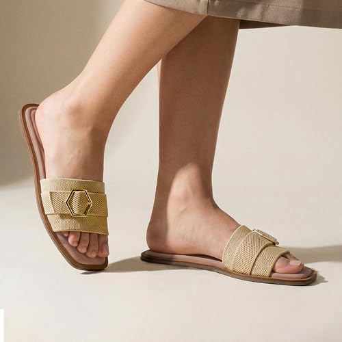Image of Frido Women's Comfort Flat Sandals | Ethnic Style Slip-On | Super Soft Cushioned Sole, Padded Knit Upper, Breathable & Anti-Skid Zero-Drop | Available in Comfort Flat & Ethnic Kolhapuri style