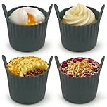 MAGLA Air Fryer Egg Poacher Ramekins (Pack of 4) Silicone Moulds for Yorkshire Puddings, Muffin Cases & Cupcake Cases. Compatible with Ninja Air Fryer, Microwave Ovens and Air Fryer Liners etc.