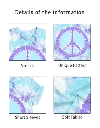 Women Hippie Shirt 60s 70s Peace Love Graphic Tie Dye V-Neck Tshirt Vintage Hippie Style Tee Tops — view 5