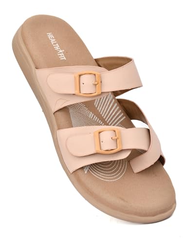 Image of HEALTH FIT EXTRA SOFT Women's Comfortable Memory Foam Doctor Slippers /Flip-Flops|Fashionable Casual & Stylish|Lightweight & Breathable|Outdoor Synthetic Casual Chappals Sandals Ladies & Girls HF30