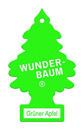 WUNDER-BAUM Auto-Lufterfrischer I Anhänger für langanhaltenden Duft im Auto oder zu Hause I Grüner Apfel, 1 Stück